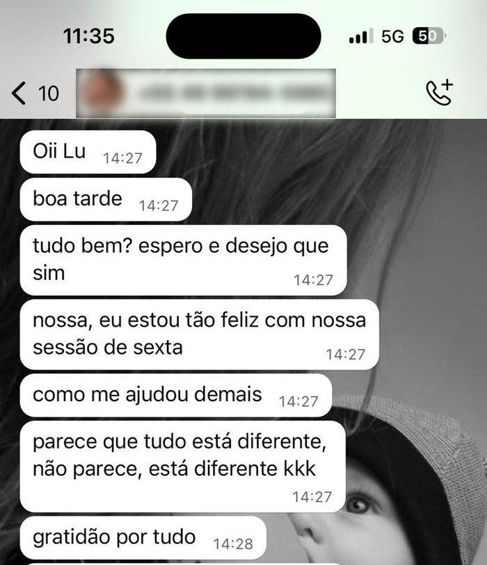 Depoimento de paciente sobre o acompanhamento com Luanna Hetkowskii